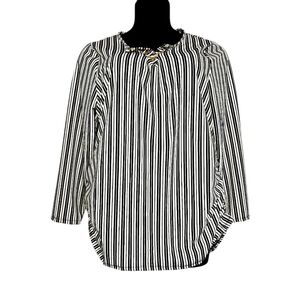 Love Tunic II - Striped Black and White Women's Top - 4x